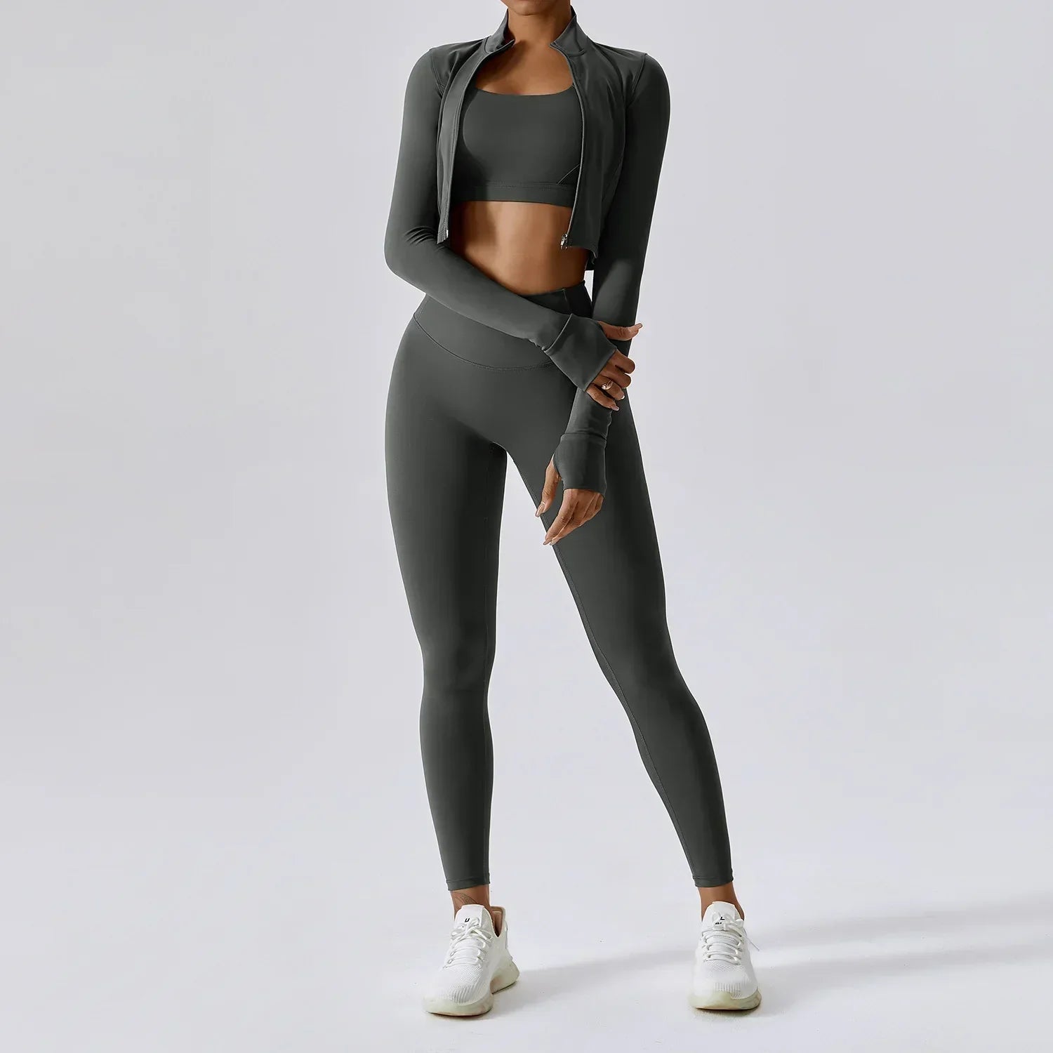 Jolee | 3-Delige Sportset Dames - Cropped Vest, Sport BH en High-Waist Legging