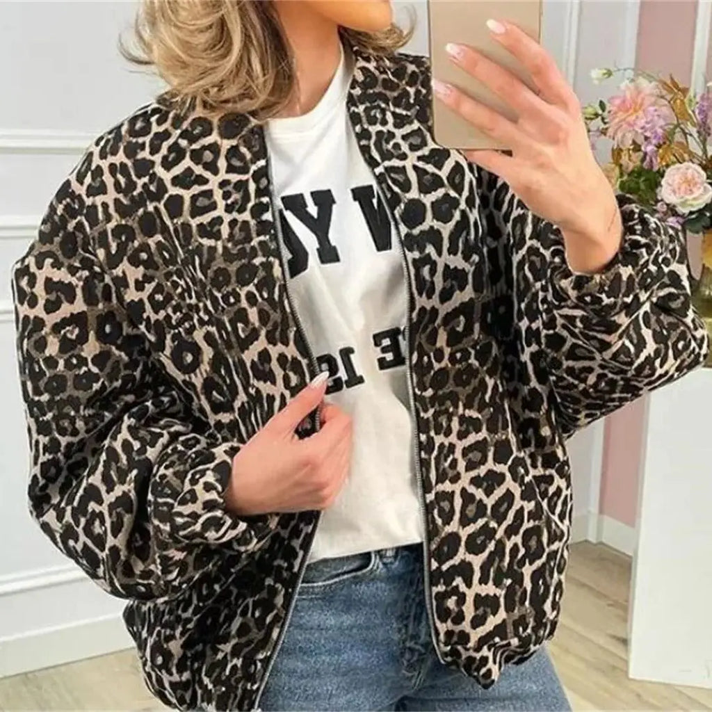 Leo | Bomber Jas Met Luipaard Print
