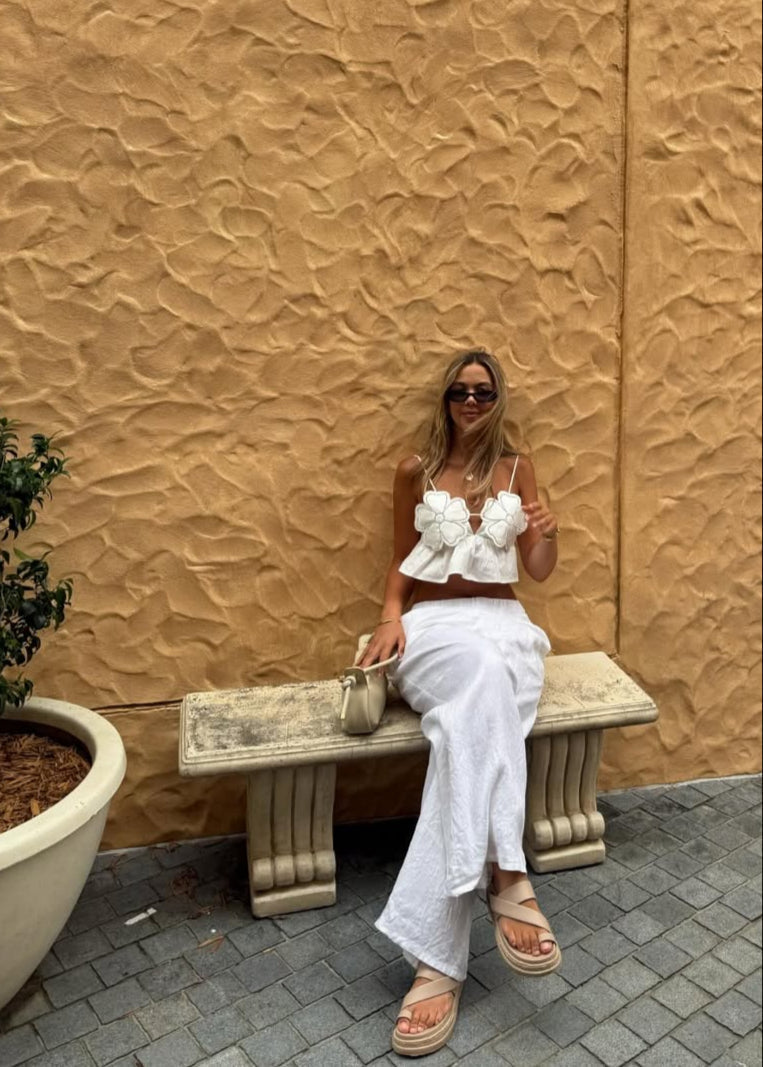 Roma | Witte Low-Waist Palazzo Zomerbroek Dames