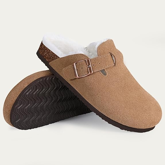 Jane | Fodrade Slip-On Träskor med Teddyfoder - Mocka, Trendiga och Bekväma