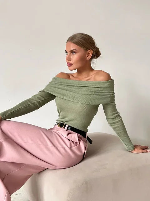 Elegante Off-Shoulder Top met Lange Mouw