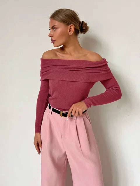 Elegante Off-Shoulder Top met Lange Mouw