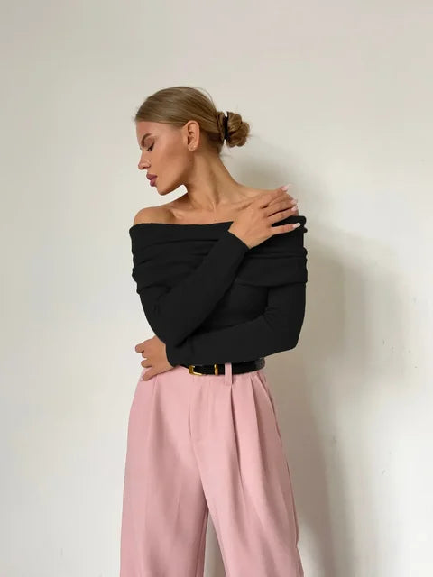 Elegante Off-Shoulder Top met Lange Mouw