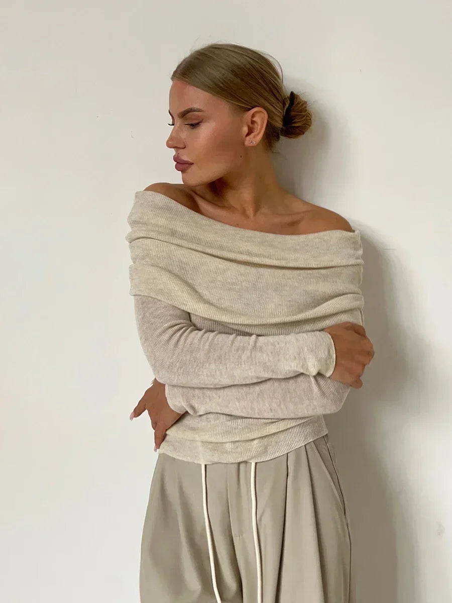 Elegante Off-Shoulder Top met Lange Mouw