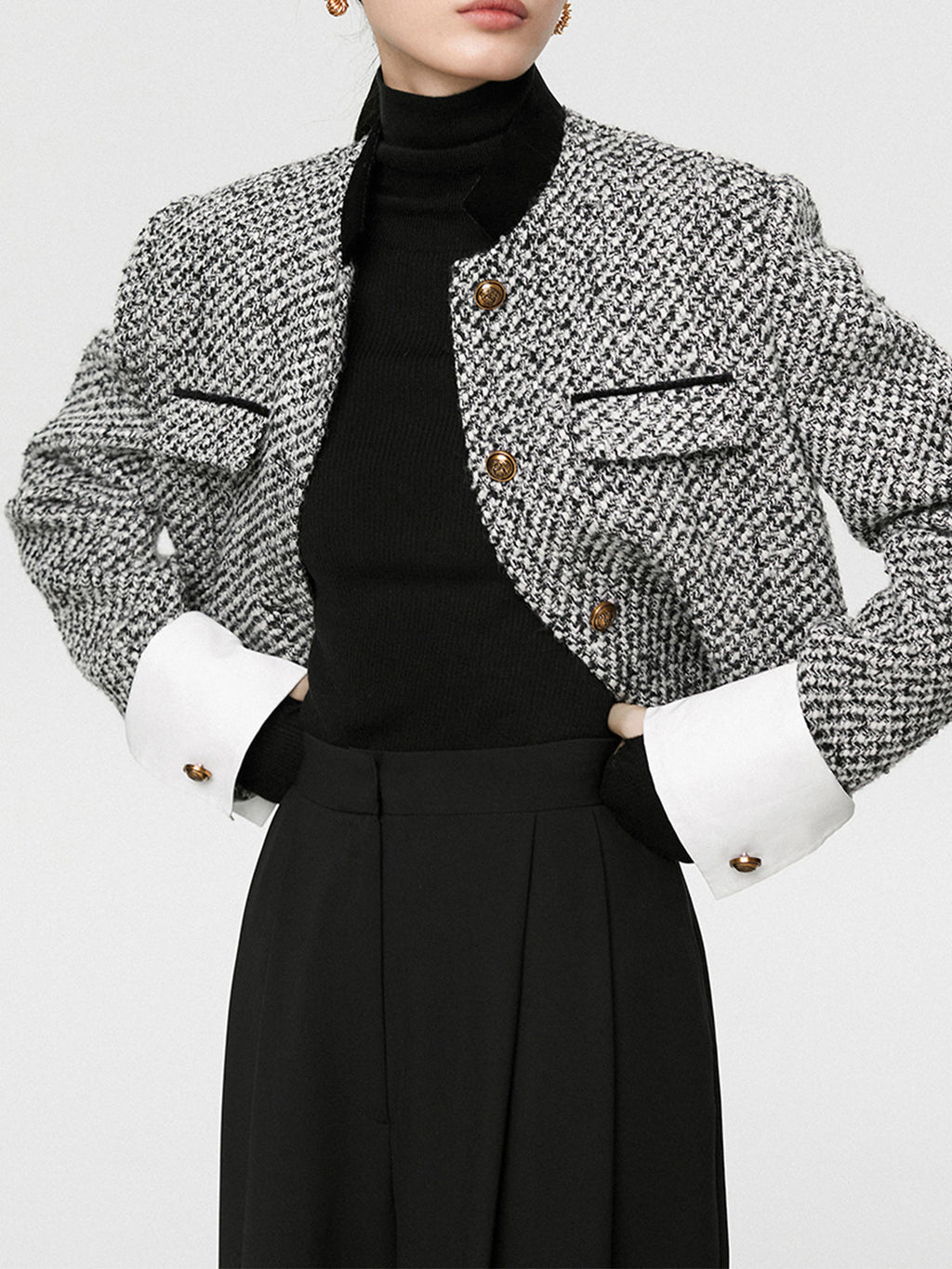 Jovina | Dames Tweed Blazer - Crop Design