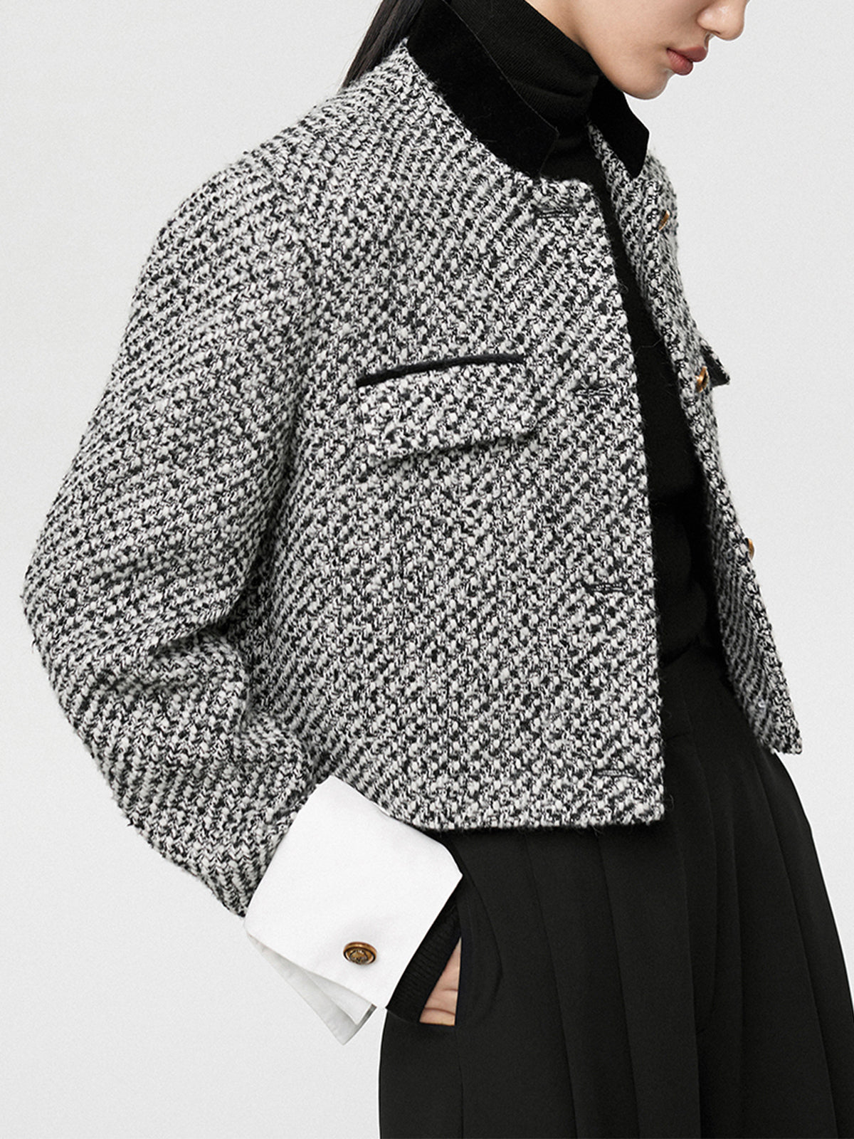 Jovina | Dames Tweed Blazer - Crop Design