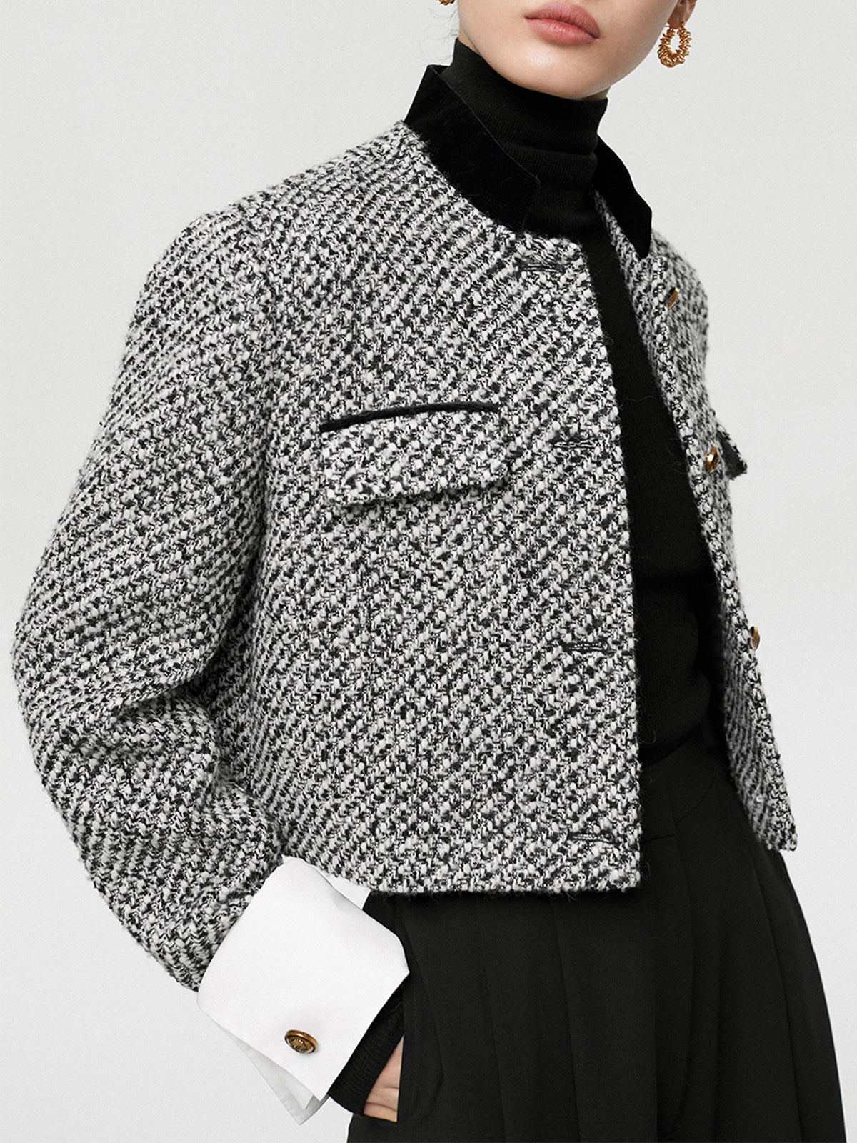 Jovina | Dames Tweed Blazer - Crop Design