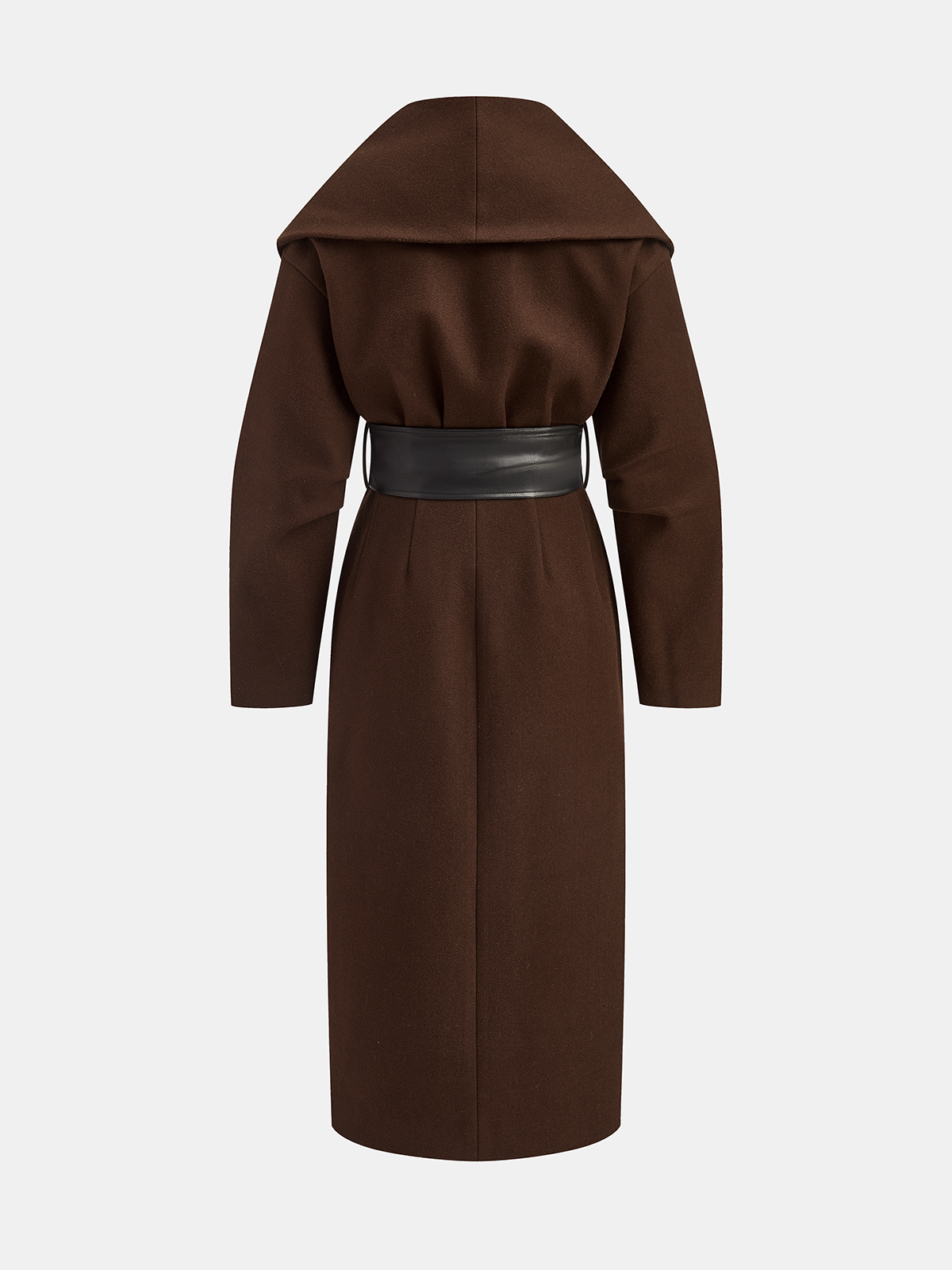 Odette | Lång tweedvinterkappa - Stor krage och brett skärp