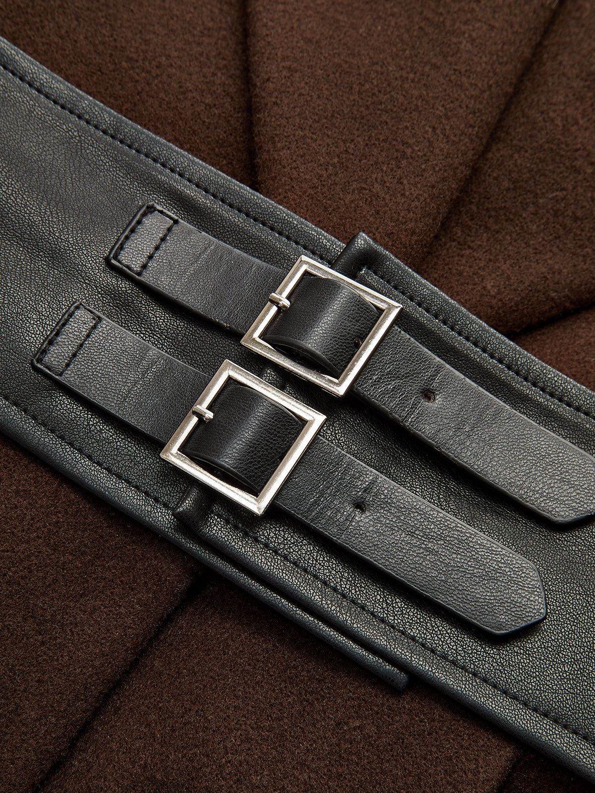 Odette | Lång tweedvinterkappa - Stor krage och brett skärp