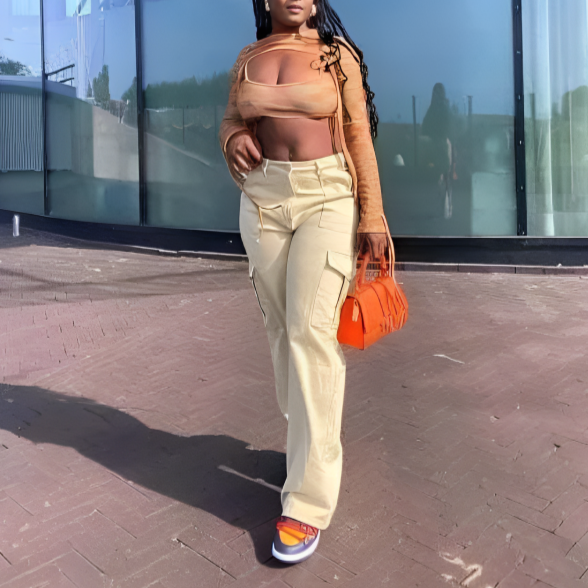 Tricia | Hoge Taille Cargo Broek voor Dames - Stoer en Stijlvol