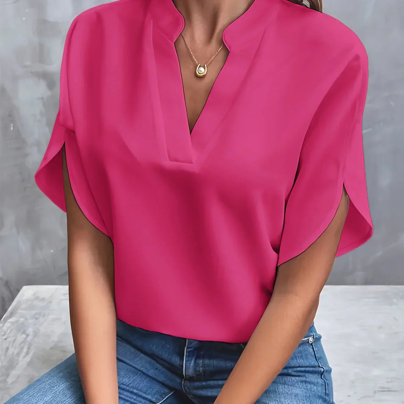 Isra | Elegante Korte Mouwen Blouse