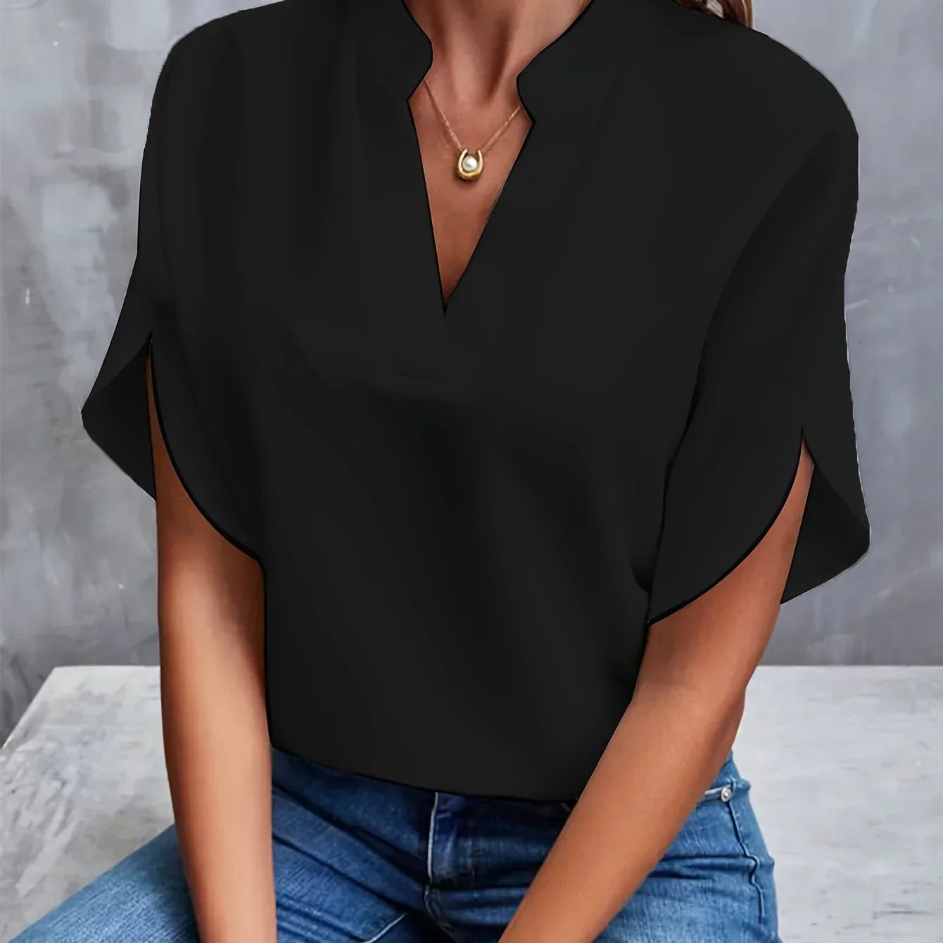 Isra | Elegante Korte Mouwen Blouse