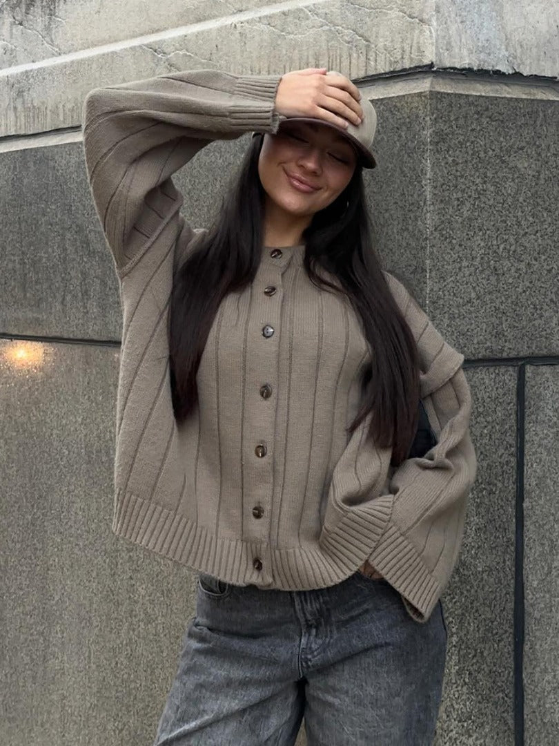 Veronica | Stijlvolle Dames Cardigan - Trendy Vest met Rib Structuur