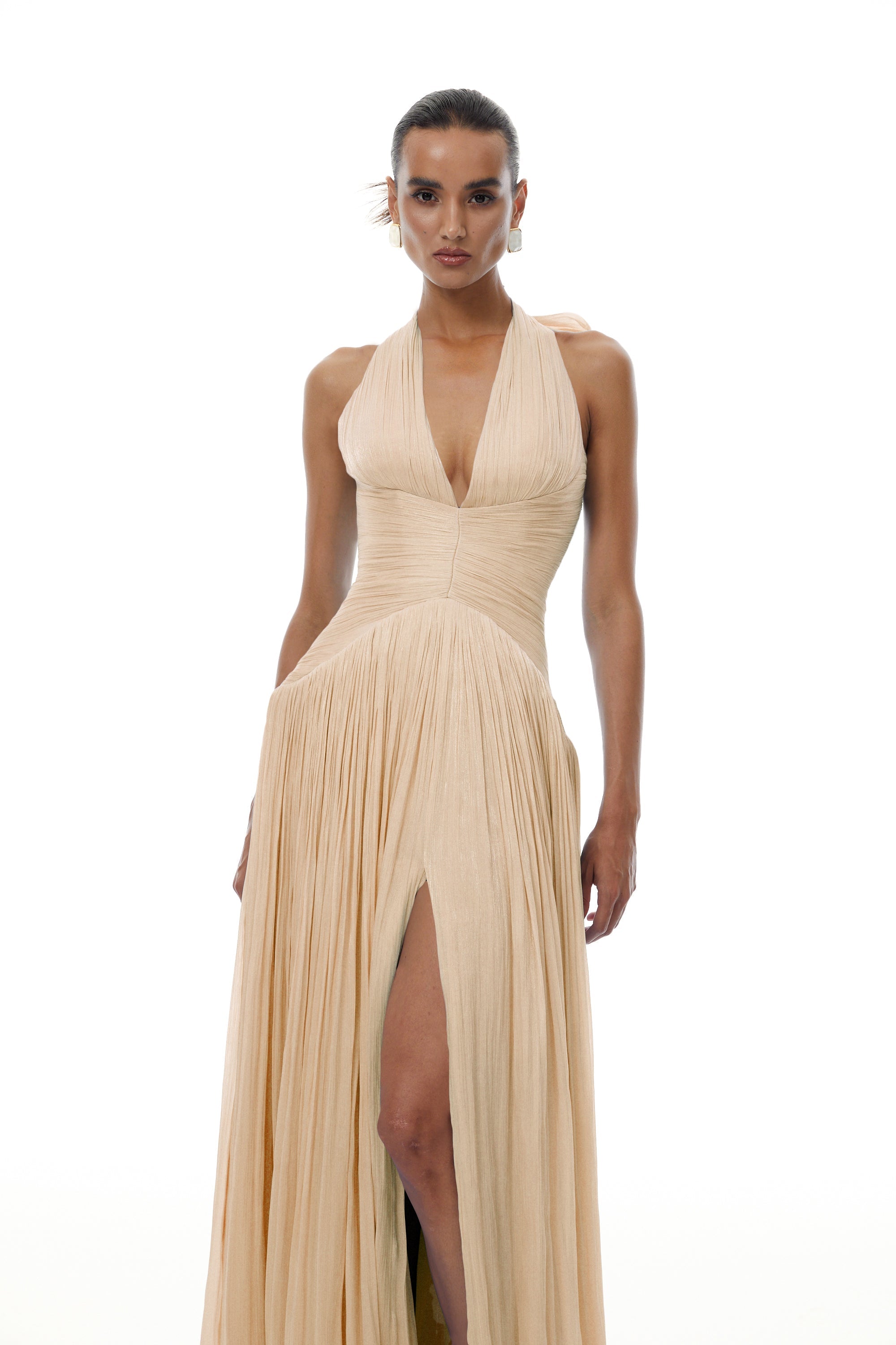 Térébenthine Neutral Glansig Rynkad Maxiklänning