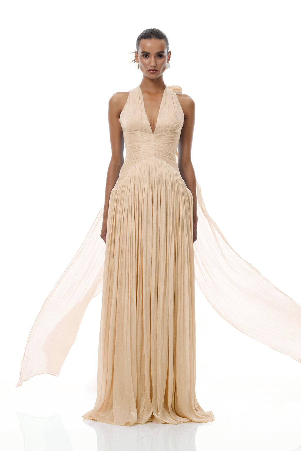 Térébenthine Neutral Glansig Rynkad Maxiklänning