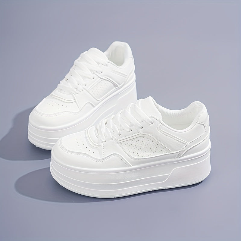 Enya | Witte Trendy Dames Sneakers met Plateauzool – Comfort & Stijl