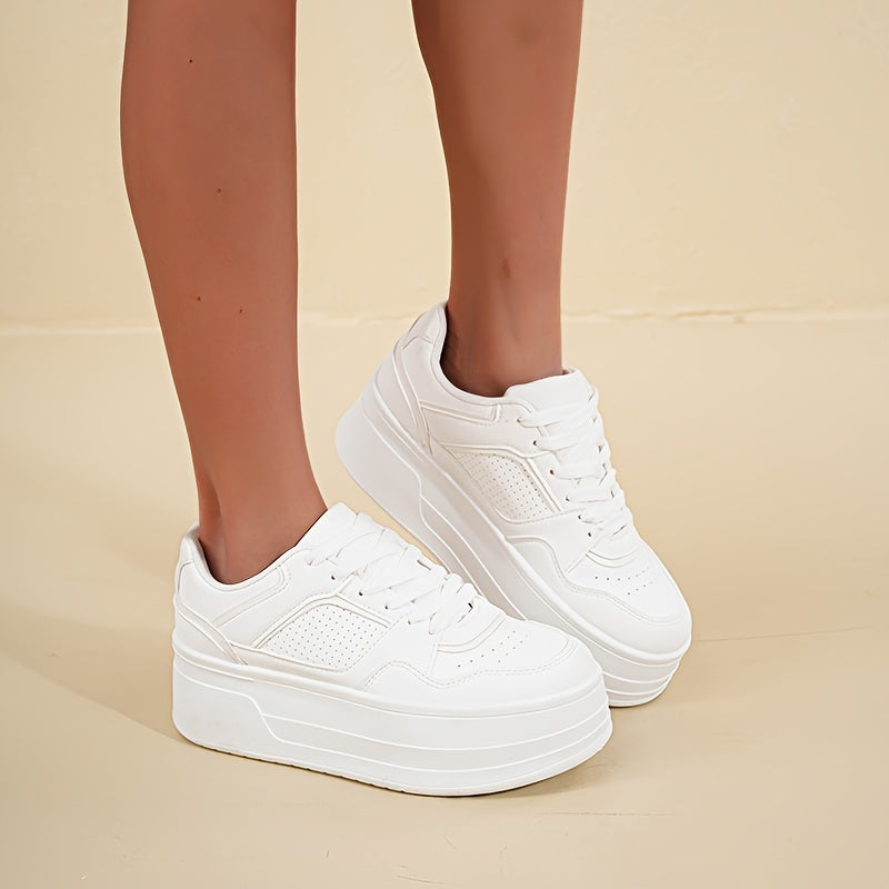 Enya | Witte Trendy Dames Sneakers met Plateauzool – Comfort & Stijl