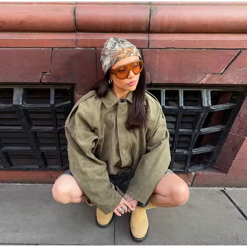 Fabiane | Oversized Suède Leren Jas voor Dames – Warm & Stijlvol