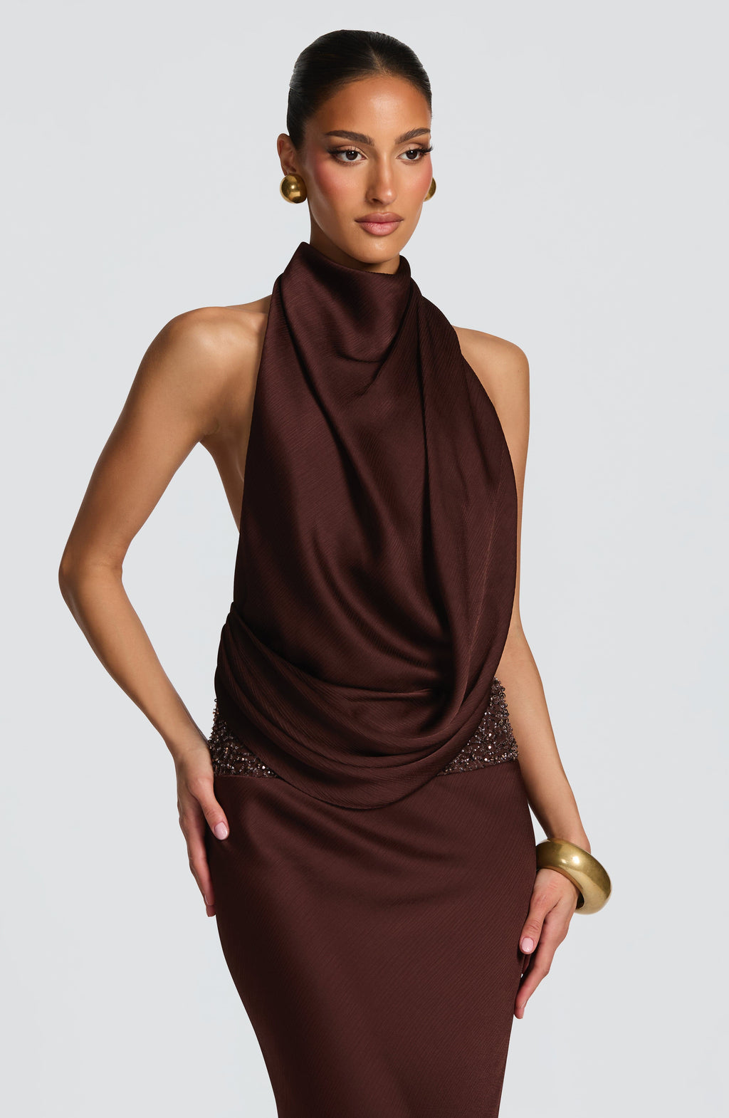 Robe longue Armelle - Brun prune