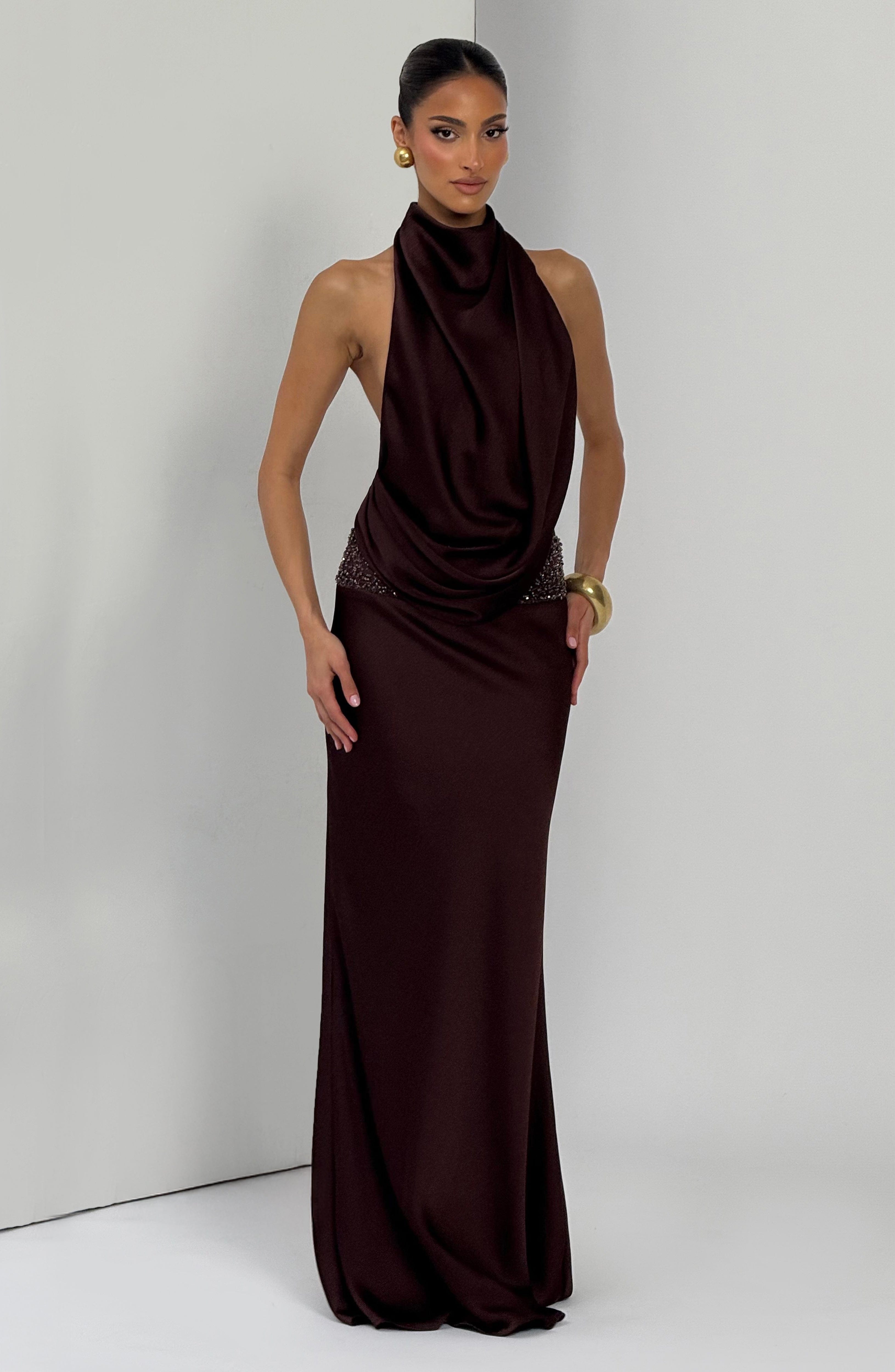Robe longue Armelle - Brun prune