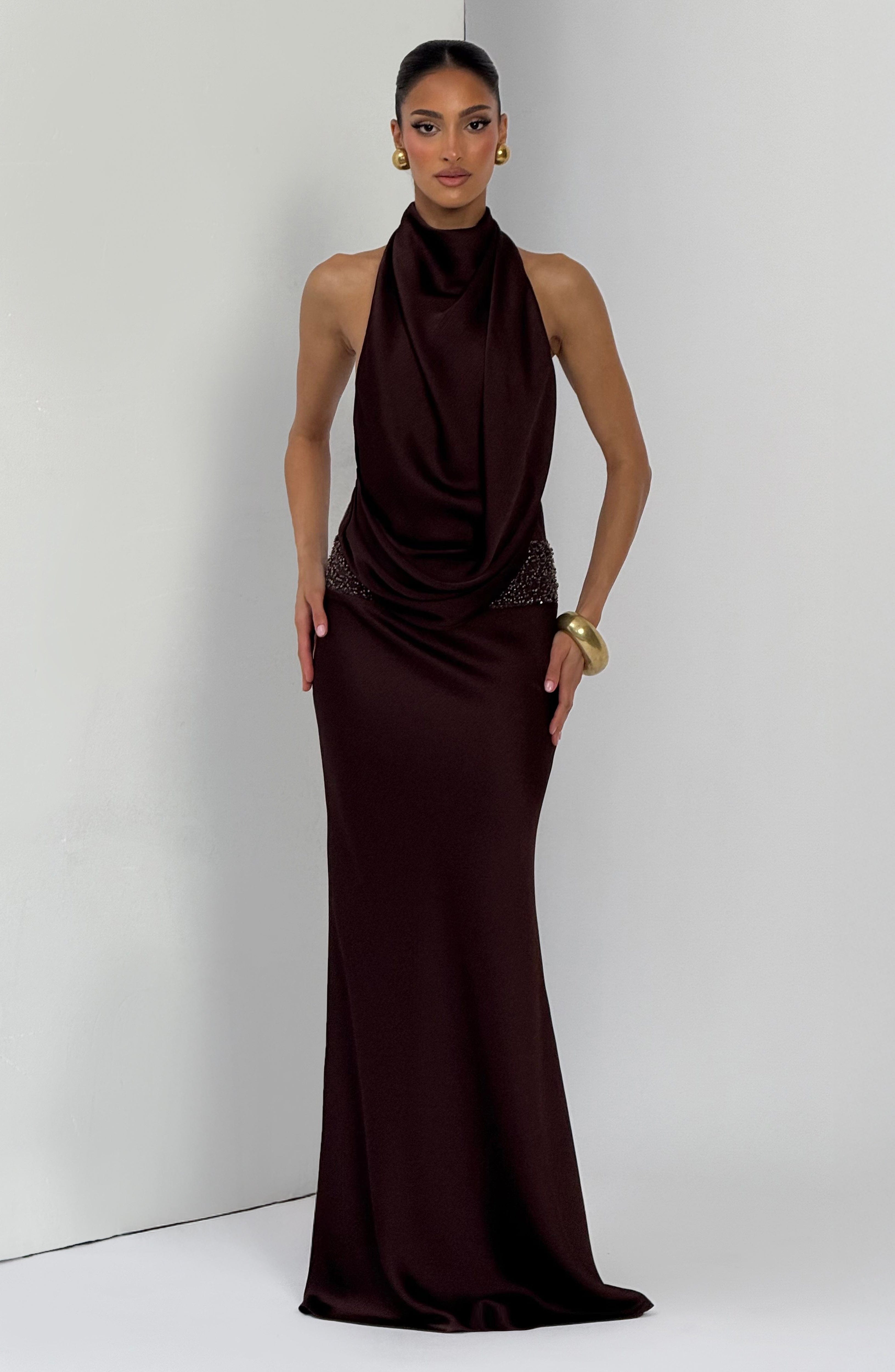 Robe longue Armelle - Brun prune