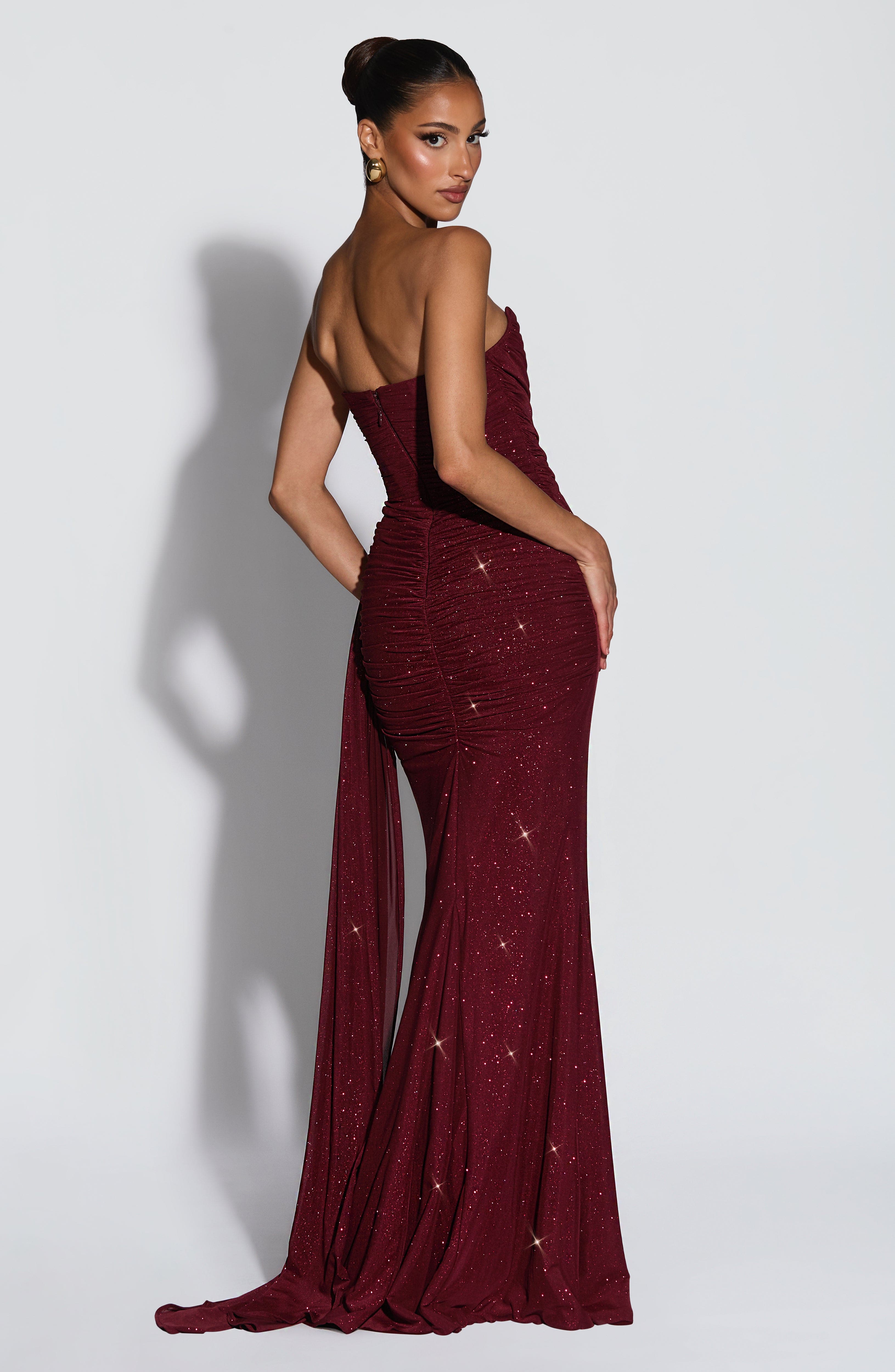 Ashika Maxi Dress - Wine Sparkle