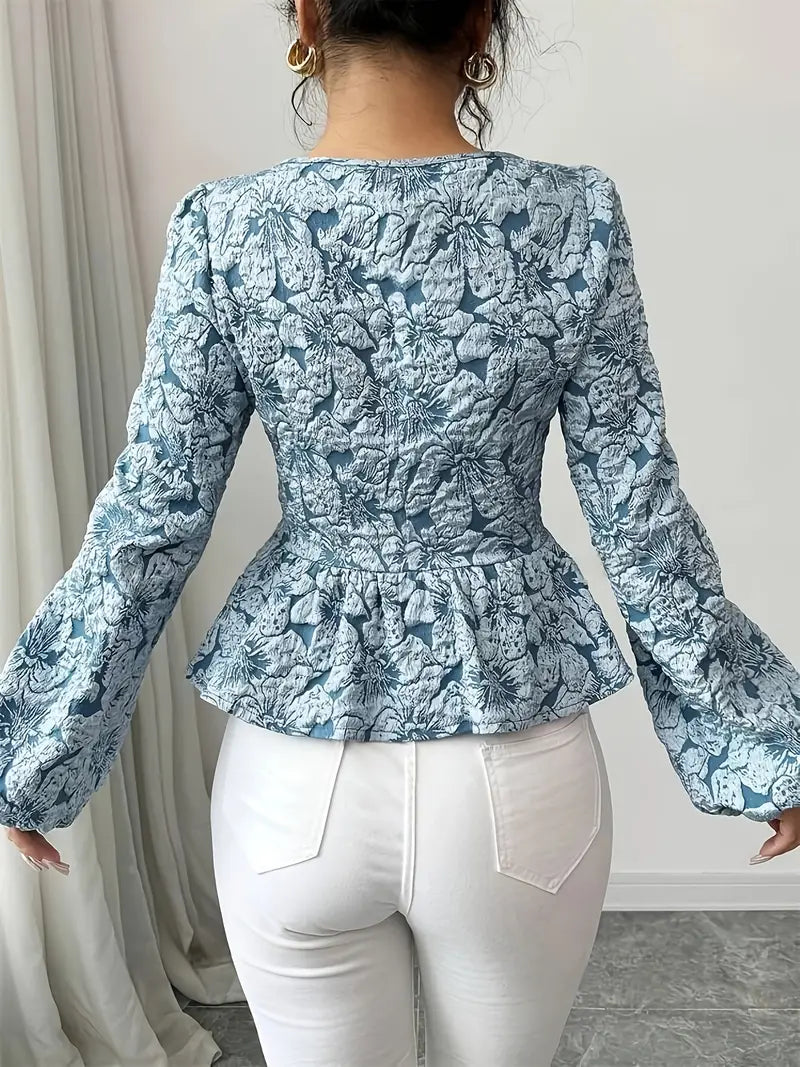 Leora | Blouse met Bloemenpatroon en Flared Mouwen
