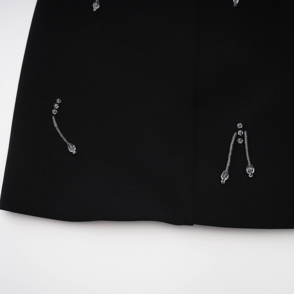 Robe courte Babette noire ornée de cristaux