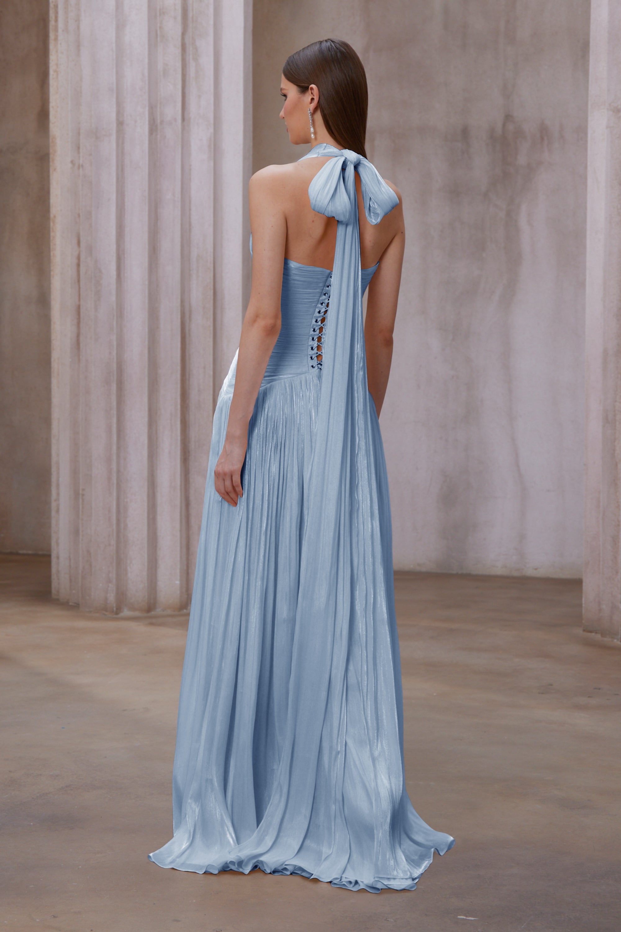 Uranie Blue Gathered Maxi Dress
