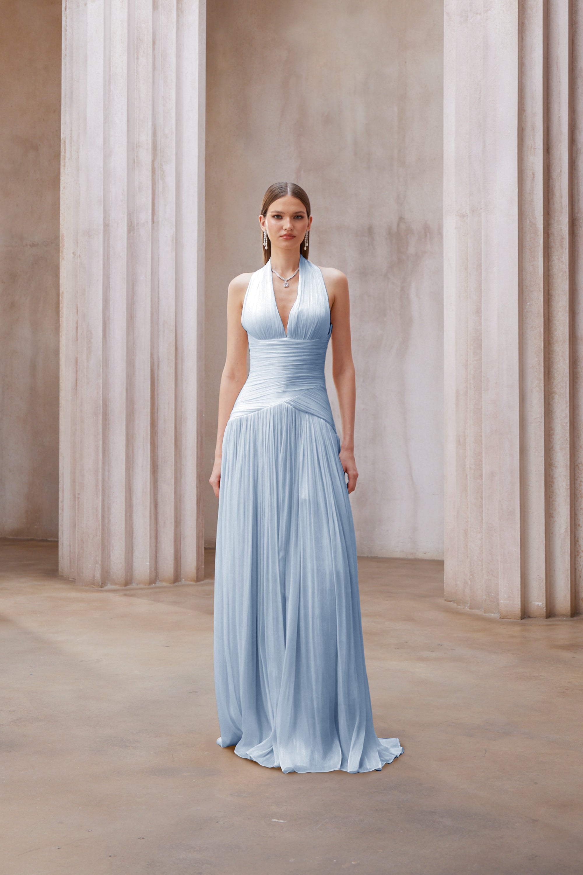 Uranie Blue Gathered Maxi Dress