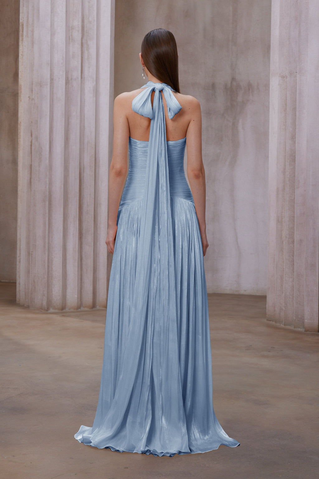 Uranie Blå Rynkad Maxiklänning