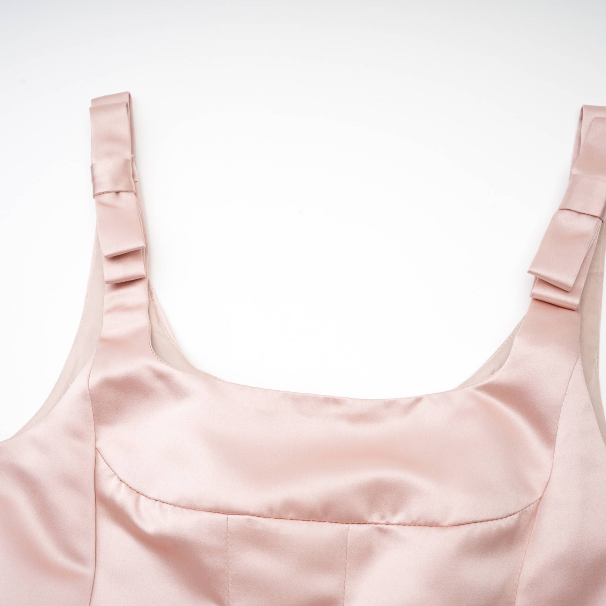 Coralie pink bowknot pleated midi dress