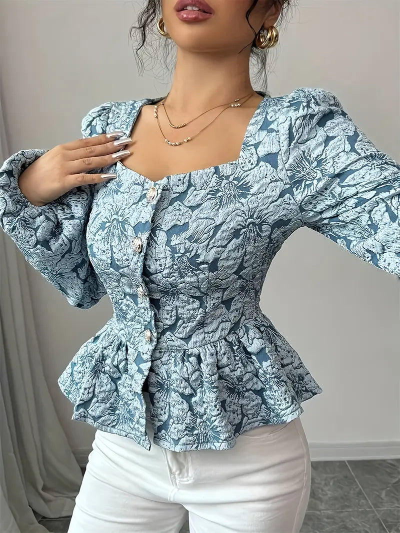Leora | Blouse met Bloemenpatroon en Flared Mouwen