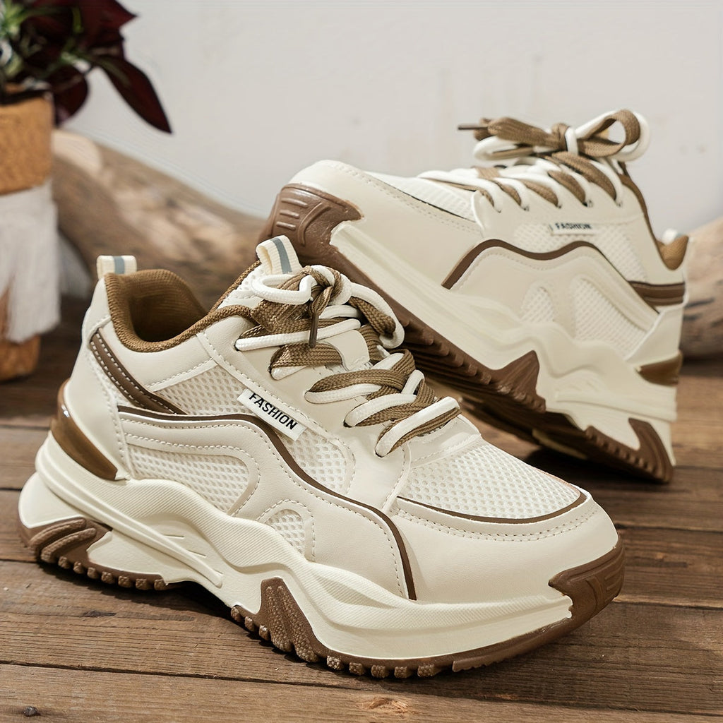 Trendy Sportieve Sneakers Zwart en Khaki