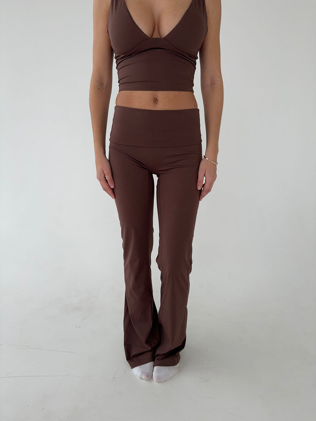 Dounia | Bruine High Waiste Flared Legging – Stretch & Comfort