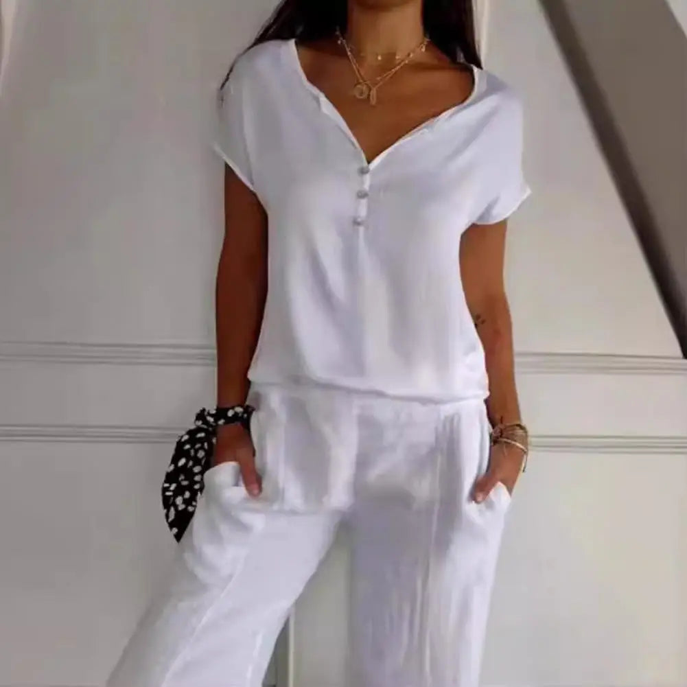 V Hals T Shirt met Korte Mouwen