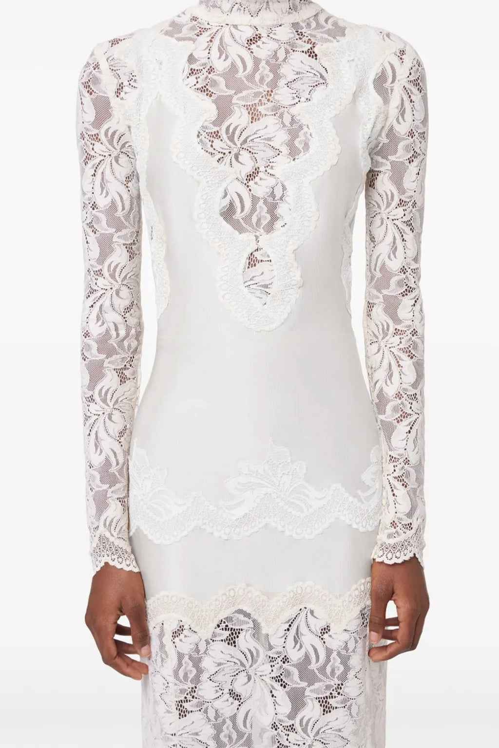 Airelle Vit Satin Panel Spets Maxiklänning