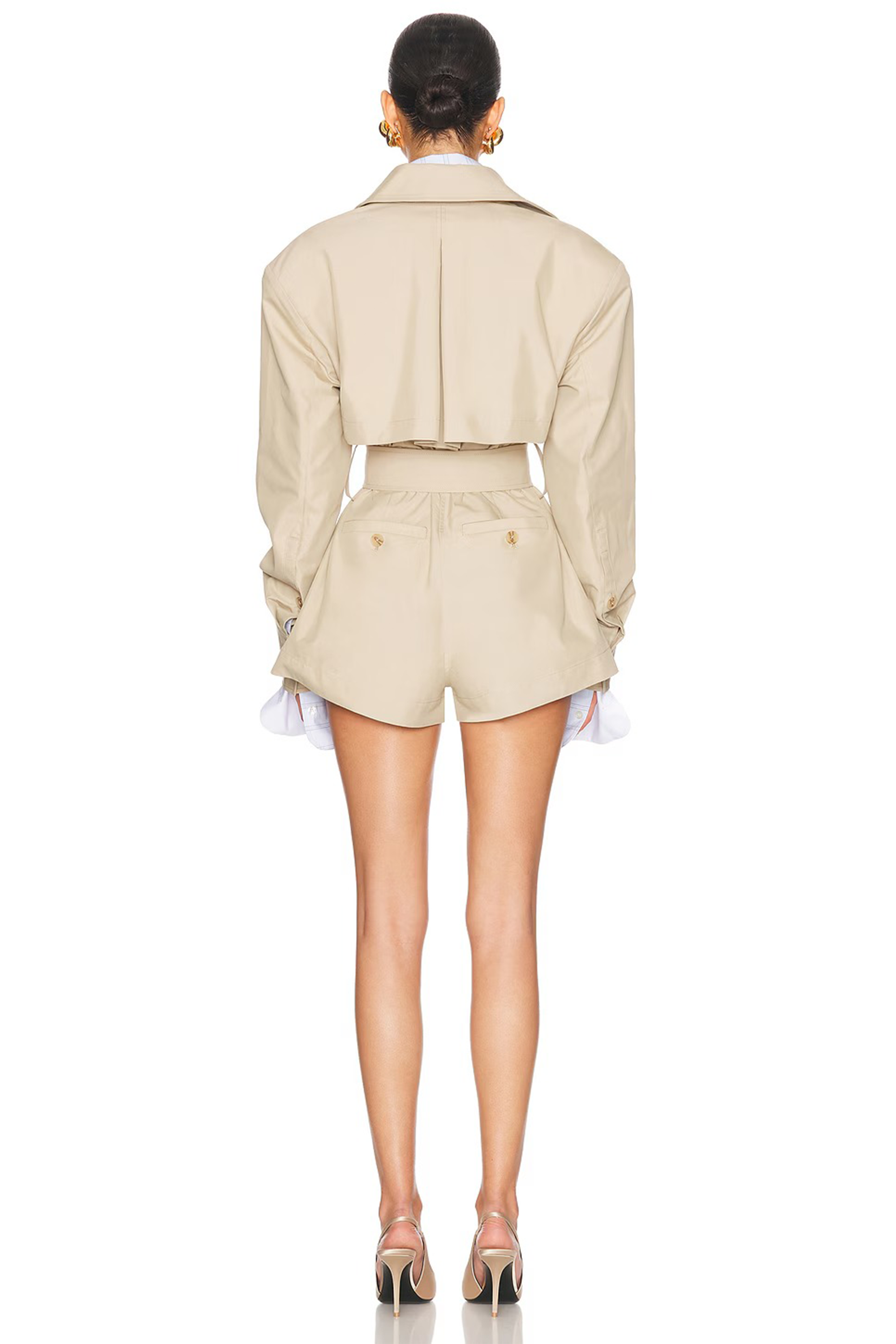 Priscille Khaki Asymmetrisk Trench-Stil Playsuit