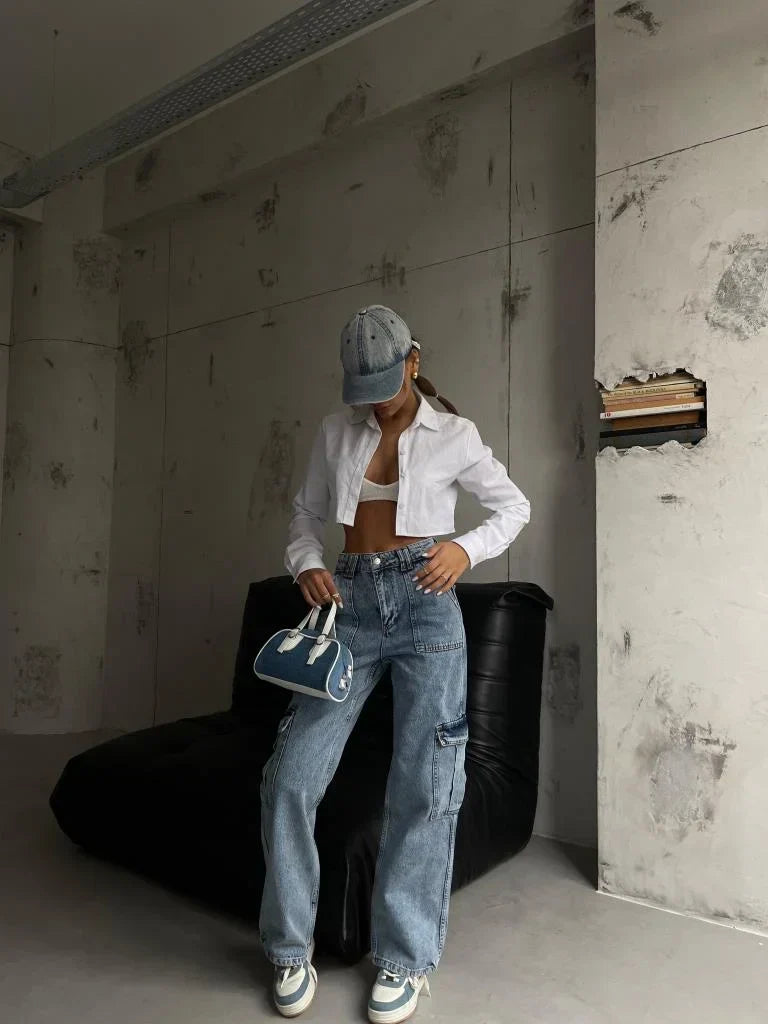 Felda | Cargo Jeans met Zakken – Low Rise - Straight Fit