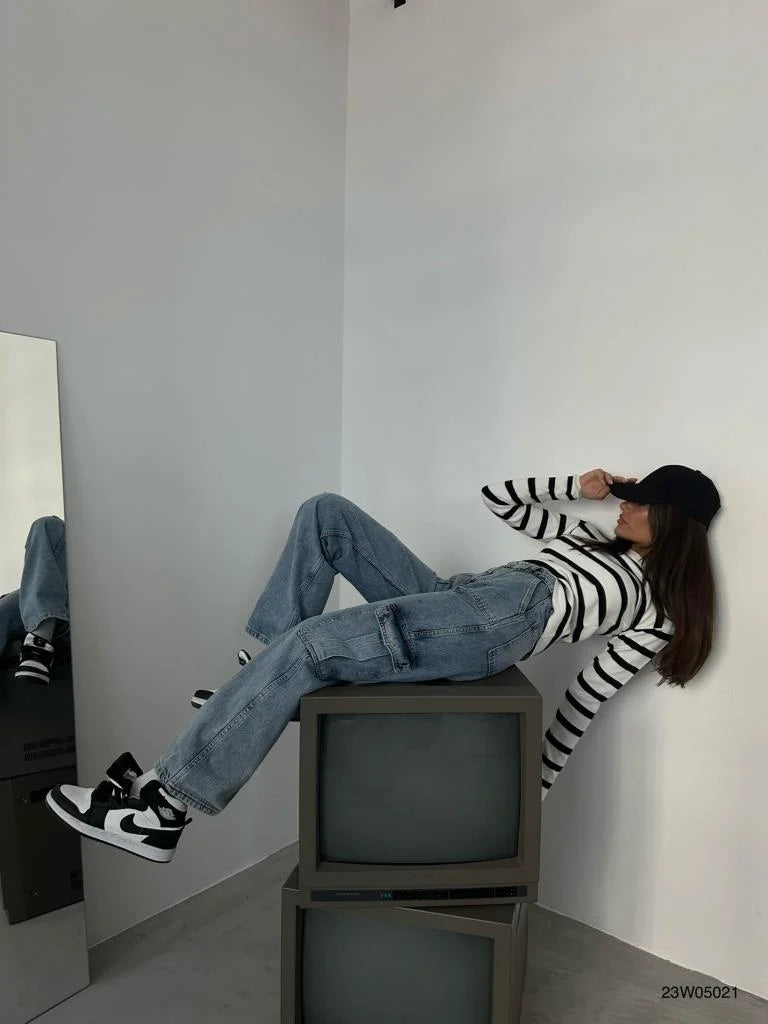 Felda | Cargo Jeans met Zakken – Low Rise - Straight Fit