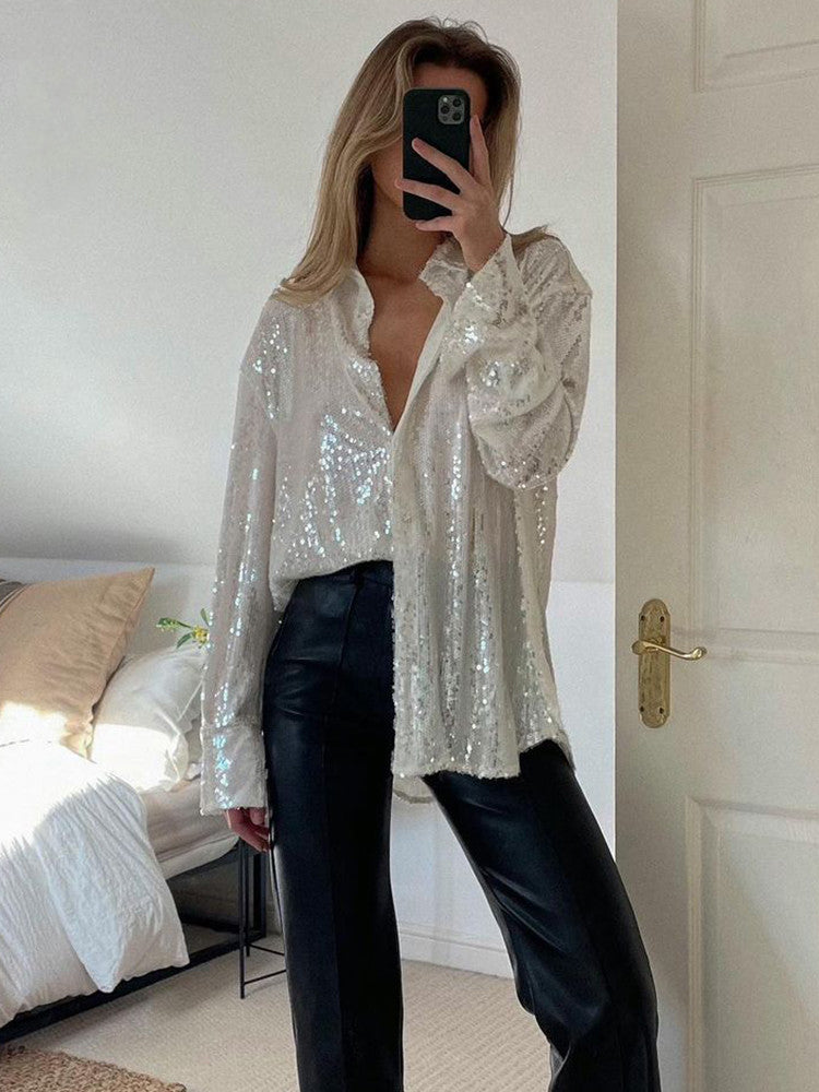 Liz | Oversized Glitter Blouse