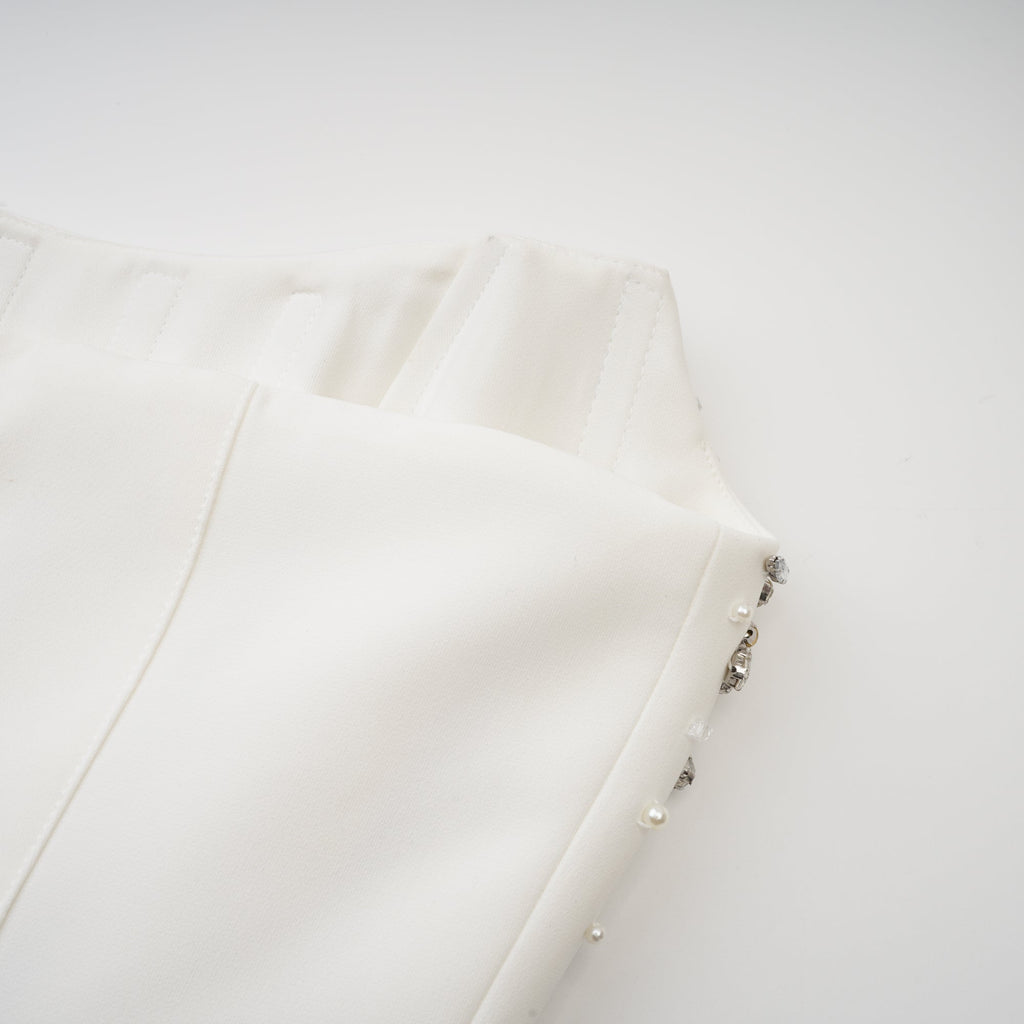 Melisande white embellished midi dress