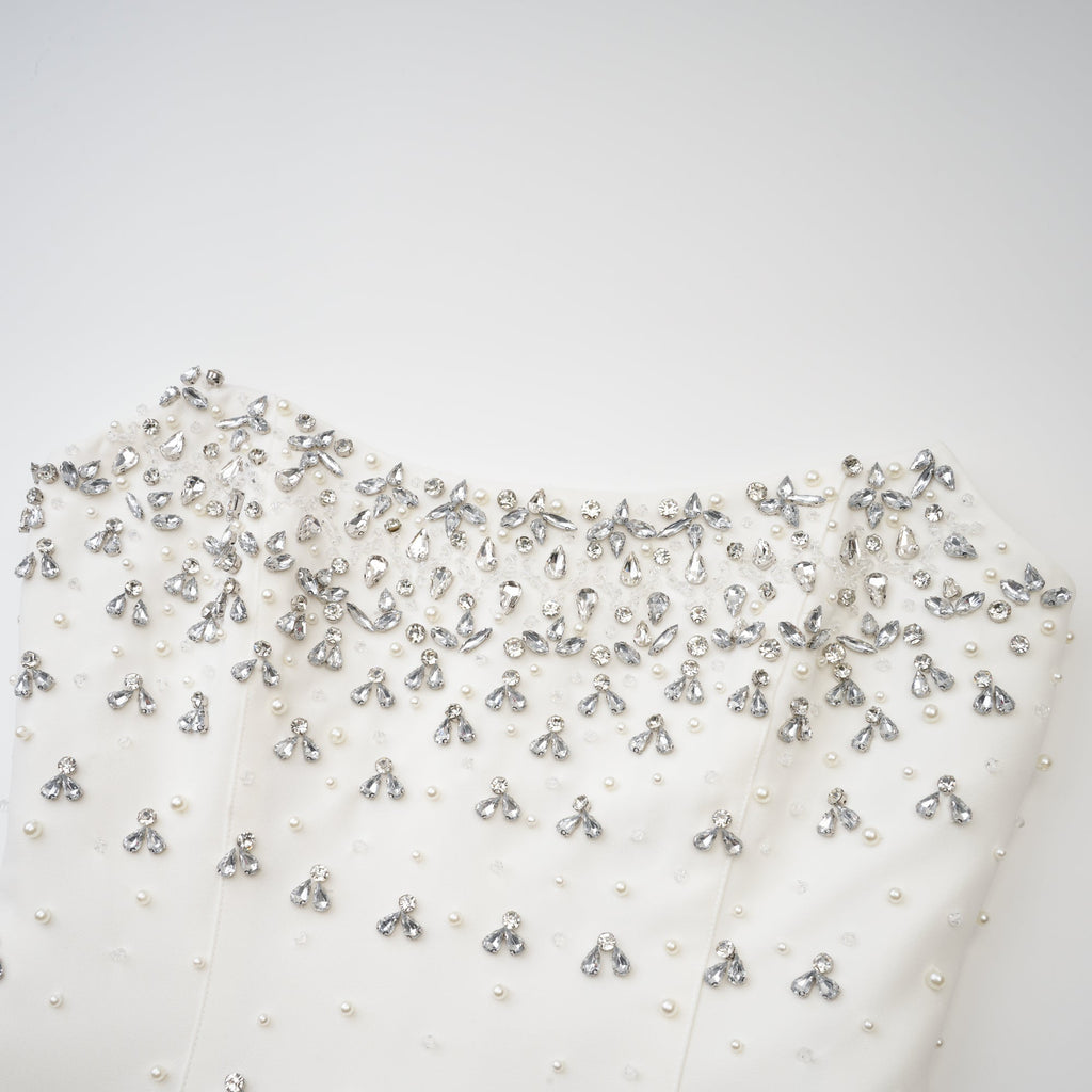 Melisande white embellished midi dress