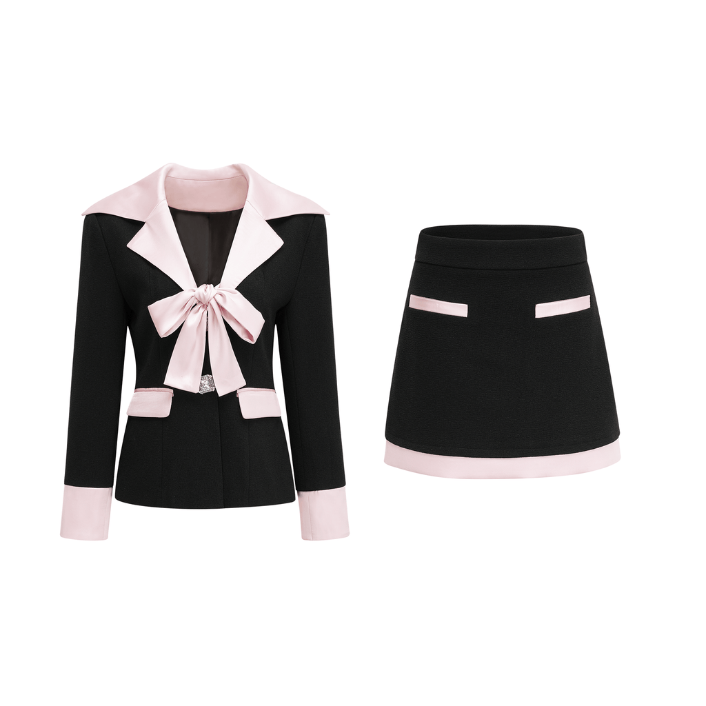 Uaine Black Two-Piece Jacket and Skirt Set
