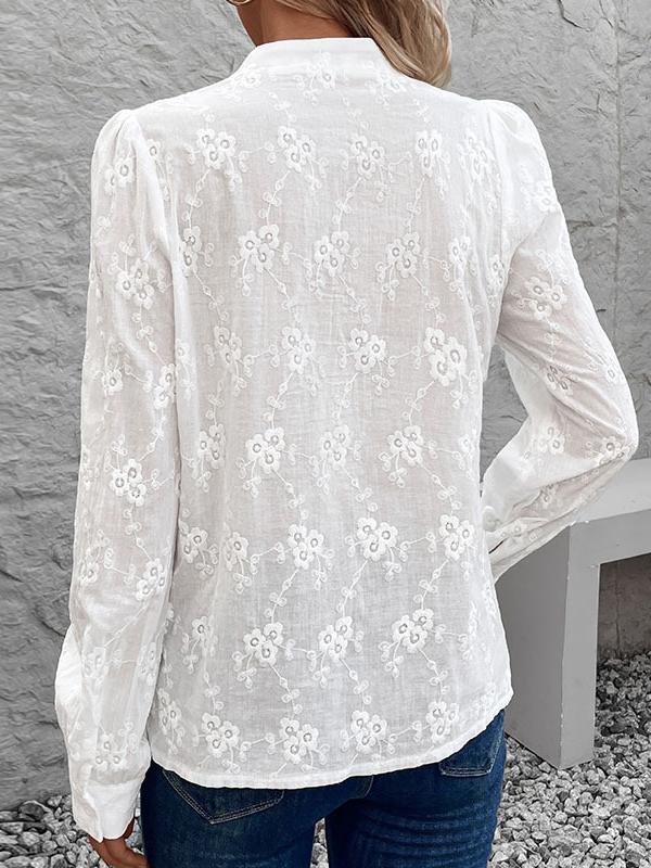 Jacquard Blouse Dames – Elegant Shirt met Lange Mouwen
