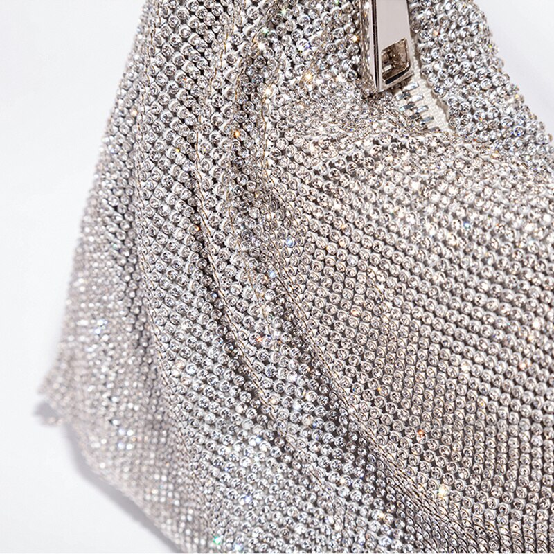 Luxe Glanzende Tas met Ketting Detail