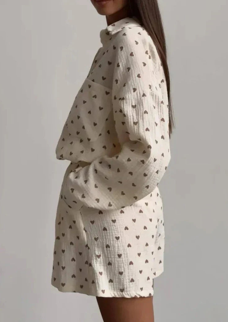 Musiala | Bomullsset med hjärtmönster – Damset i två delar