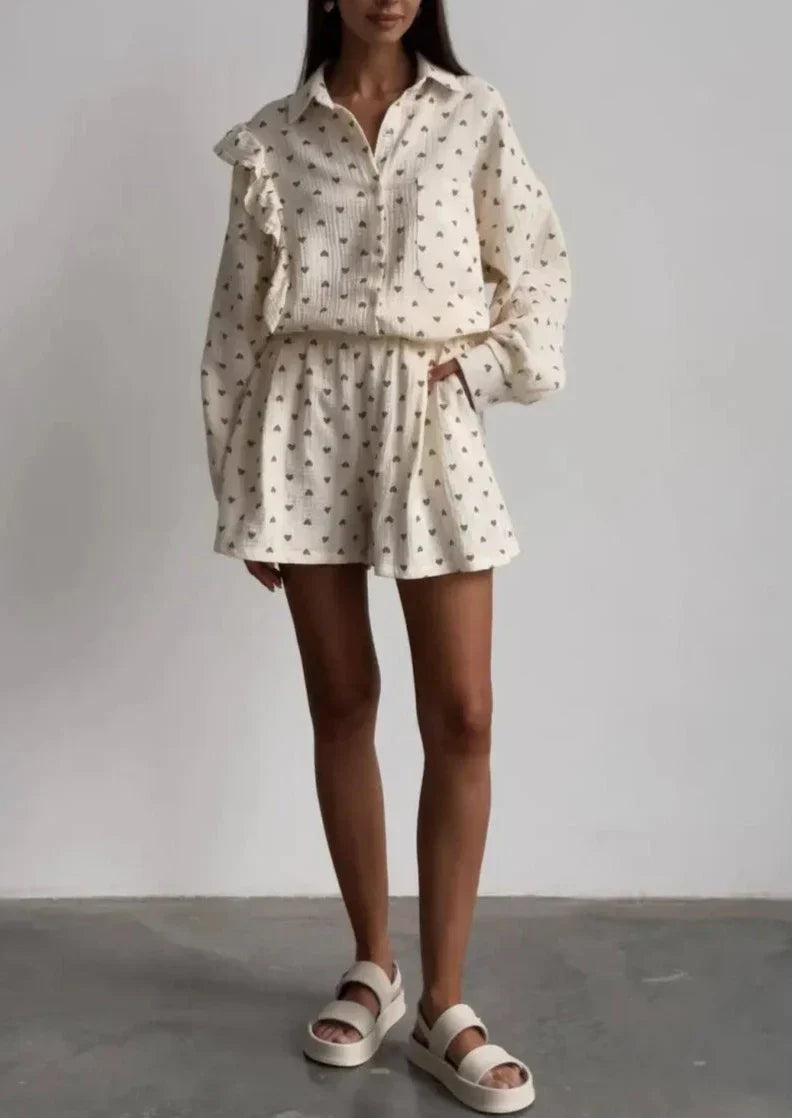 Musiala | Bomullsset med hjärtmönster – Damset i två delar