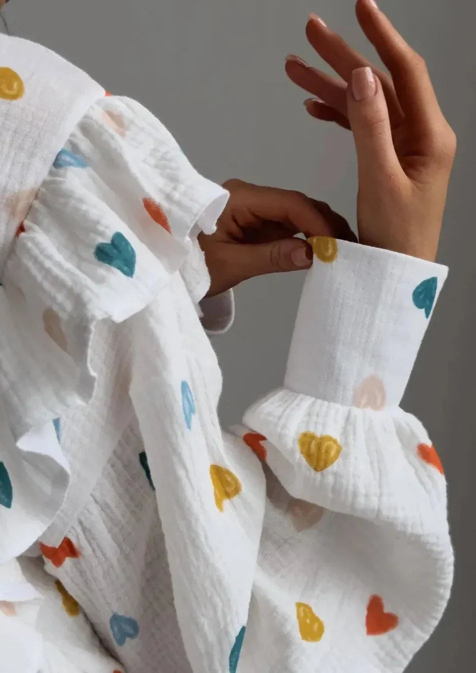 Jenika | Loungeset i bomull med hjärtmönster - Somrigt och snyggt