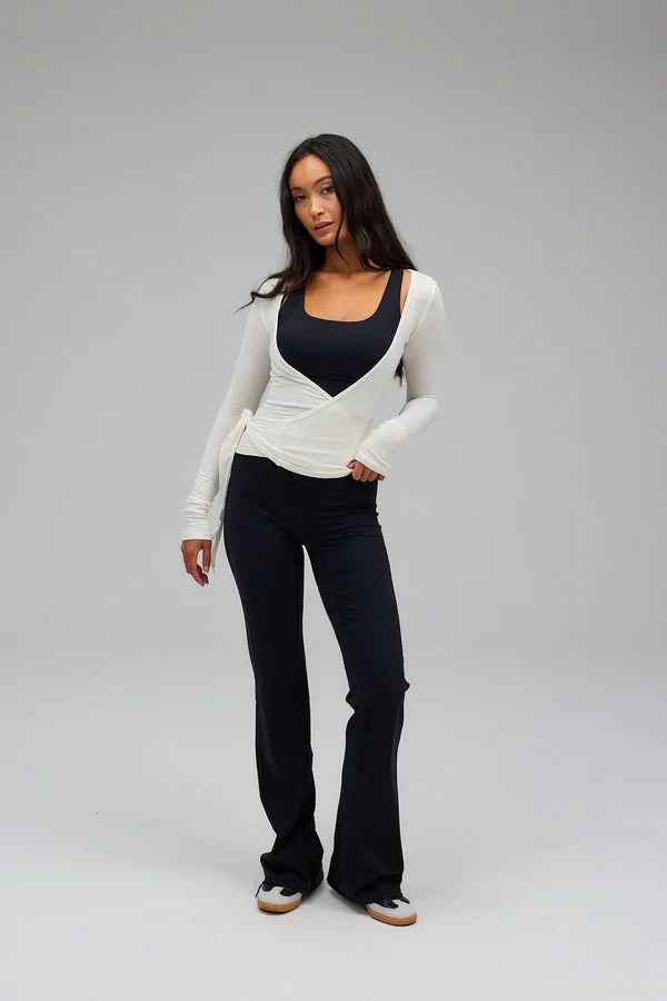 Loura | Lange Mouwen Yoga Wikkelblouse Wit